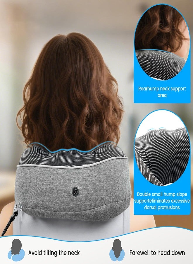 Dexmary Travel Neck Pillow, Airplane Pillow with Eye Mask, Earplugs and Storage Box, Memory Foam Neck Travel Pillow for Airplanes, Offices and Cars, Breathable, Detachable (Adult, Grey) - Image 3