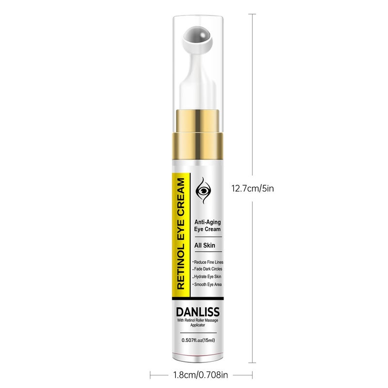 Danliss Retinol Roll-on Anti-Aging Eye Cream 15ml Lightens Fine Lines and Dark Circles Moisturizing Firming Full Skin - Image 5