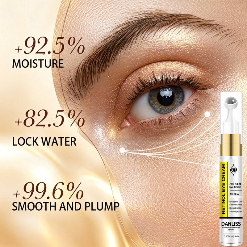 Danliss Retinol Roll-on Anti-Aging Eye Cream 15ml Lightens Fine Lines and Dark Circles Moisturizing Firming Full Skin - Image 4