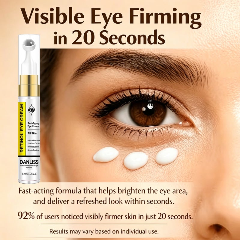 Danliss Retinol Roll-on Anti-Aging Eye Cream 15ml Lightens Fine Lines and Dark Circles Moisturizing Firming Full Skin - Image 2