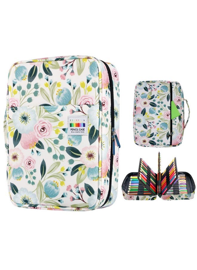 YOUSHARES Colored Pencils Case For 220 Pcs Prismacolor Colored Pencils Large Capacity Pen Case Organizer For Crayola Colored Pencil & Gel Pen (Watercolor Flowers)  - Image 1