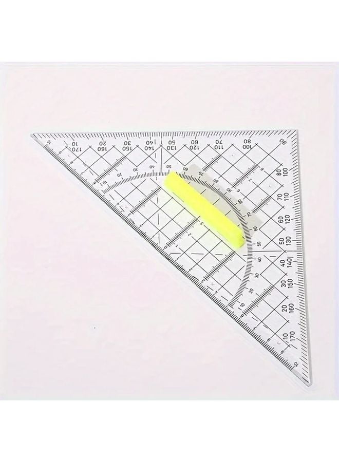 2pcs Transparent Multifunctional Rotating Triangle Ruler with Handle ABS Plastic Measuring Tool - Image 5
