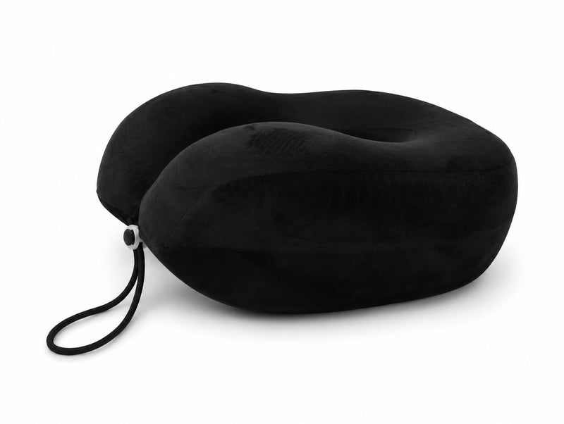 Travel Neck Pillow, Memory Foam Neck Pillow, U-Shaped Ergonomic Pillow with Removable Washable Soft Plush Cover for Airplane, Car, Train, Office (Black) - Image 3