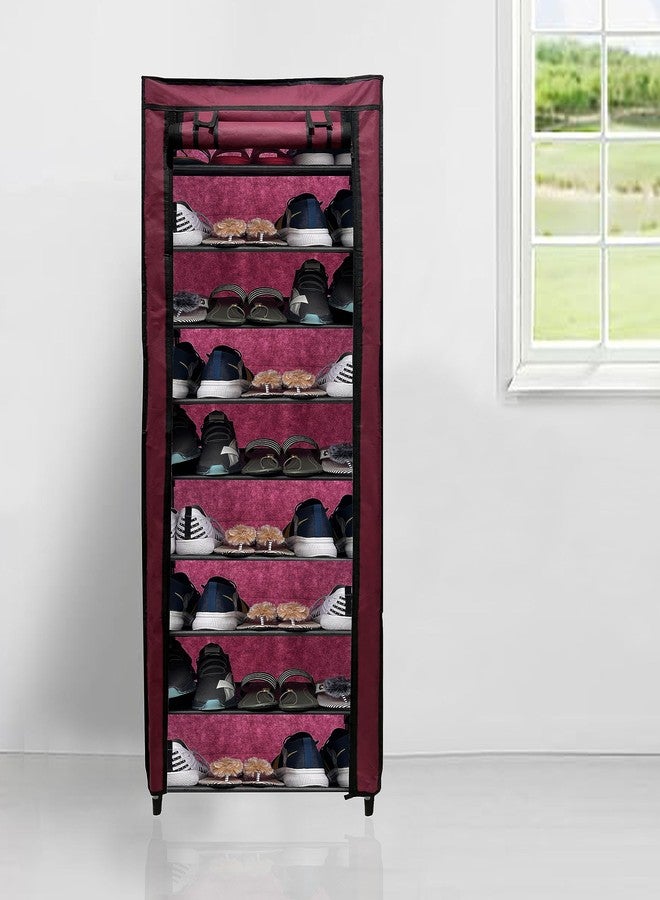 PHILOSHOP 9 Layer Fancy and Portable Foldable Collapsible Closet/Cabinet Collapsible Wardrobe for Clothes with Non-Woven Fabric Cover (28 x 58 x 160 Centimetres, Metal) - Image 1