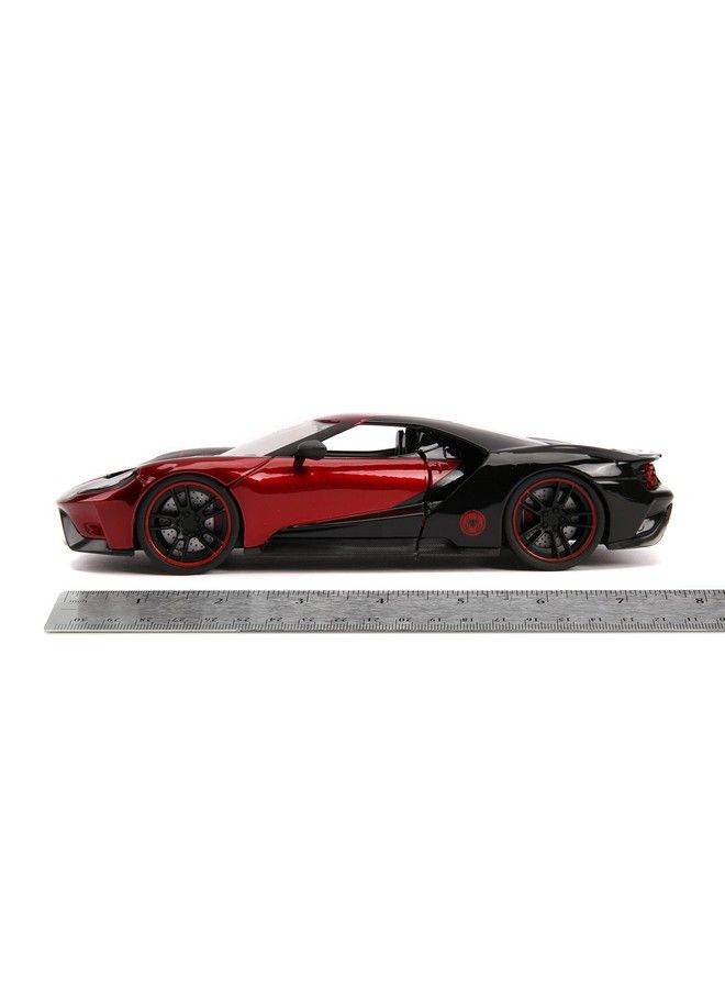 Jada Toys Marvel 1:24 2017 Ford Gt Diecast Car With 2.75" Miles Morales Spiderman Figure Toys For Kids And Adults Black And Red - Image 4