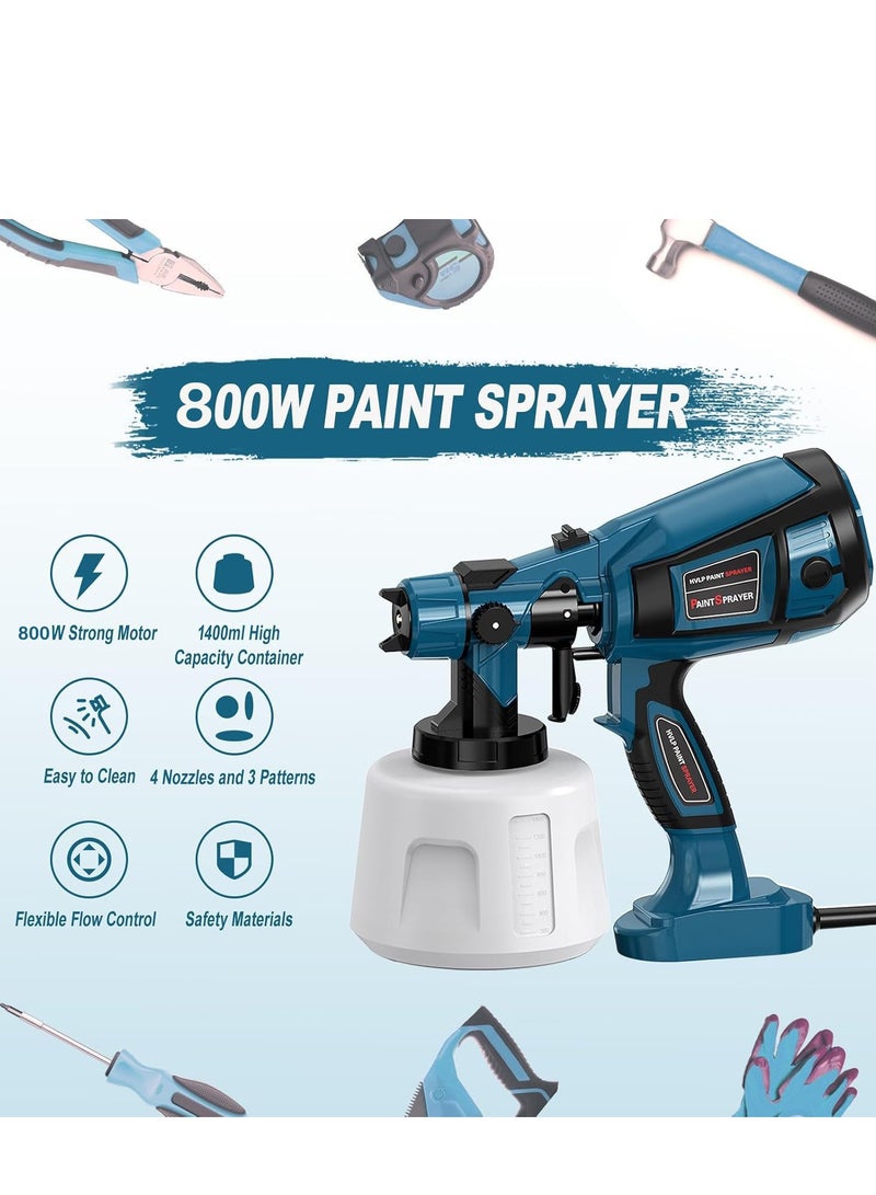 YelaJoy Electric Paint Sprayer,800W,1400ml Capacity, Paint Tools Ideal for Furniture House Painting 4 Nozzles and 3 Patterns, Easy to Clean for Cabinets, Fence, Walls, Door, Garden Chairs - Image 2
