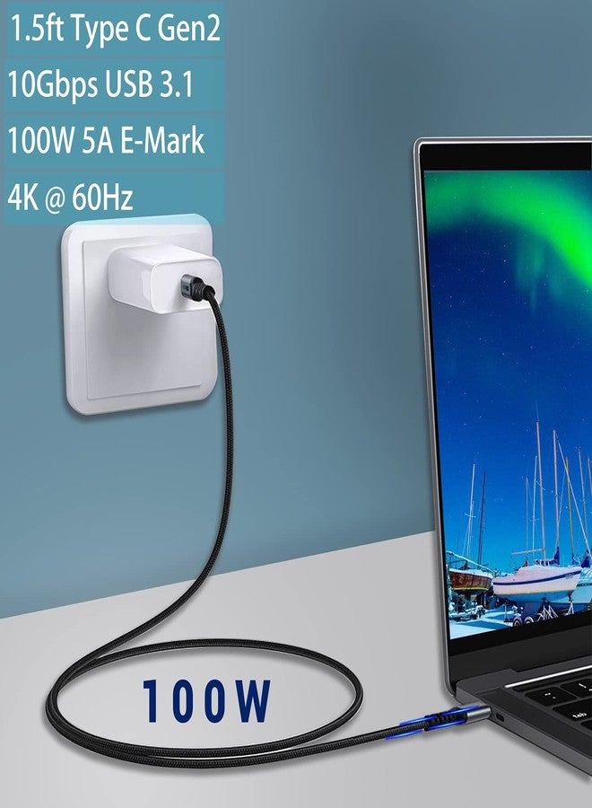 SUMPK Short USB C to USB C Cable (1.5ft 2 Packs), 3.1 Gen 2 10Gbps 100W 4K USBC Video High Speed Data Transfer Fast Charging Cord Compatibile with Samsung Galaxy T5 LaCie SSD, MacBook, Display Monitor - Image 2