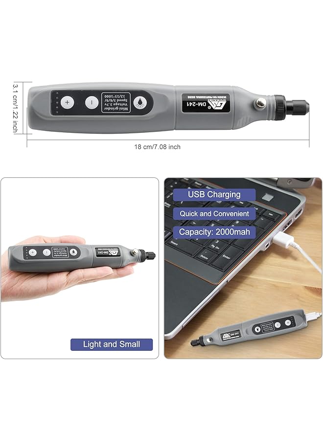 erorex Multiuse Tool Rotary Kit Cordless With 5 Speed And 26 Pcs Accessories Usb Charging Cable For Variety Of Crafting Cutting Sanding Grinding Engraving Nail Grooming Diy Project - Image 5