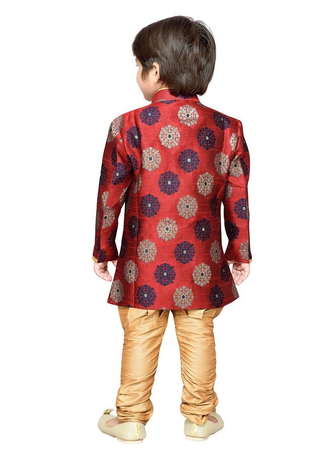 AJ DEZINES Kids Indo Western Sherwani Set For Boys (7001-RED-8) - Image 3