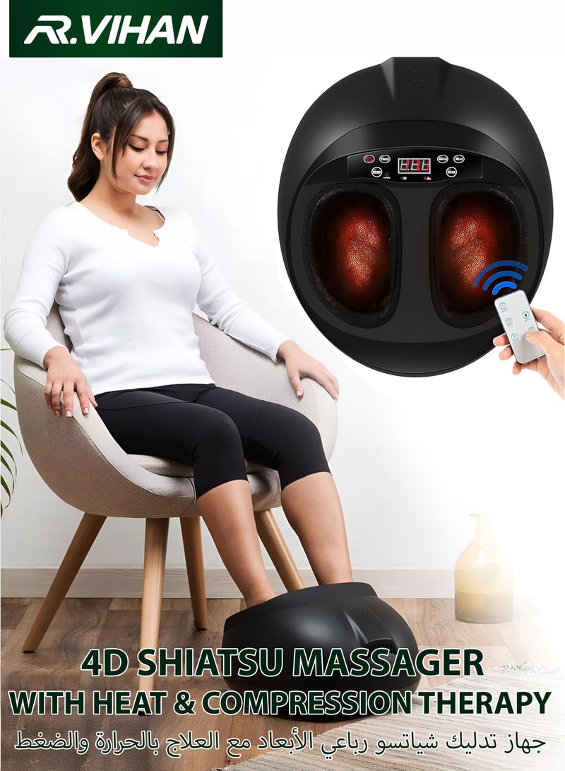 R.VIHAN 4D Shiatsu Foot Massager Machine with Heat Deep-Kneading Therapy for Leg and Feet Pain Relief from Plantar Fasciitis Full Coverage Therapy for Sore Tired Feet Muscle Tissue Blood Circulation Improve Muscle Recovery and Relaxation for Therapeutic Foot Massage Experience Home Office Use - Image 1