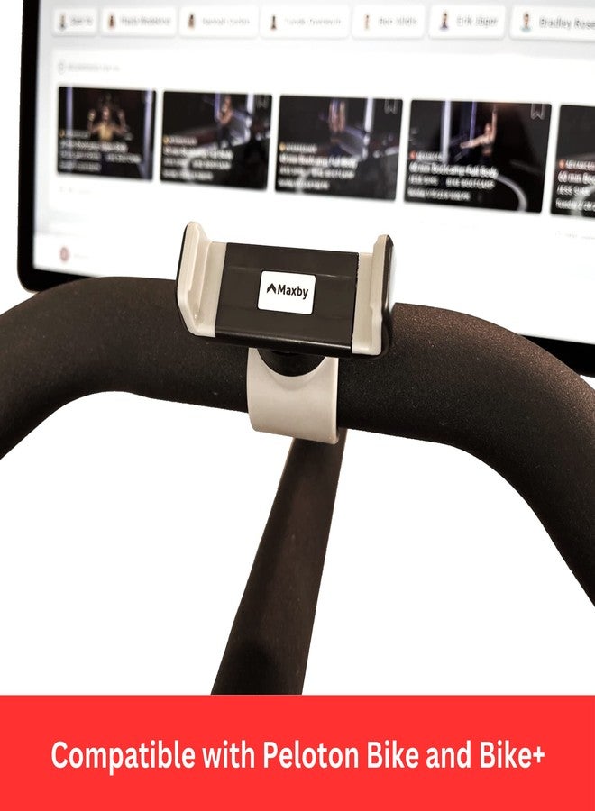 Maxby Phone Holder Compatible with Peloton Bike & Bike Plus - Secure Fit and Easy One-Hand Operation - 360 Degree Rotation - Mount for Stationary Exercise Bikes - Compatible with iPhone & Android Phones. - Image 2