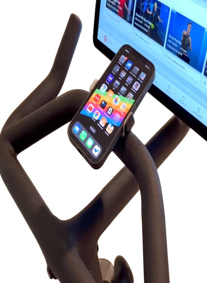 Maxby Phone Holder Compatible with Peloton Bike & Bike Plus - Secure Fit and Easy One-Hand Operation - 360 Degree Rotation - Mount for Stationary Exercise Bikes - Compatible with iPhone & Android Phones. - Image 1