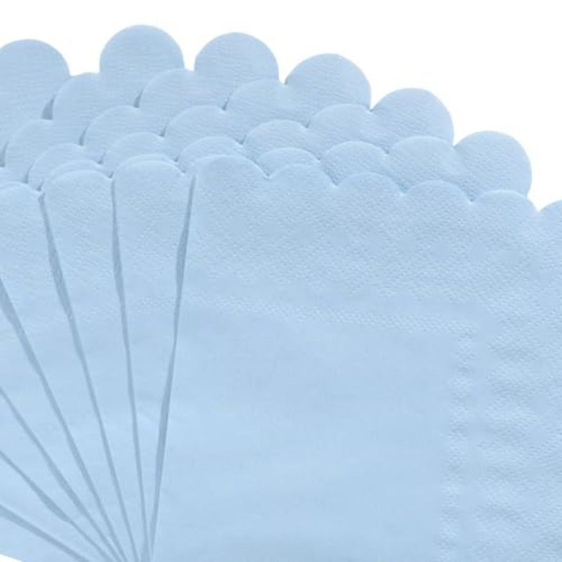 120 Pcs Cocktail Napkins Napkins Boy Baby Shower Napkin Disposable Scalloped Blue Beverage Dessert Napkin for Coastal party, Birthday, Bridal Shower, Bachelorette, 5 x 5 Inch - Image 3