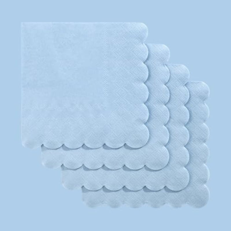 120 Pcs Cocktail Napkins Napkins Boy Baby Shower Napkin Disposable Scalloped Blue Beverage Dessert Napkin for Coastal party, Birthday, Bridal Shower, Bachelorette, 5 x 5 Inch - Image 4