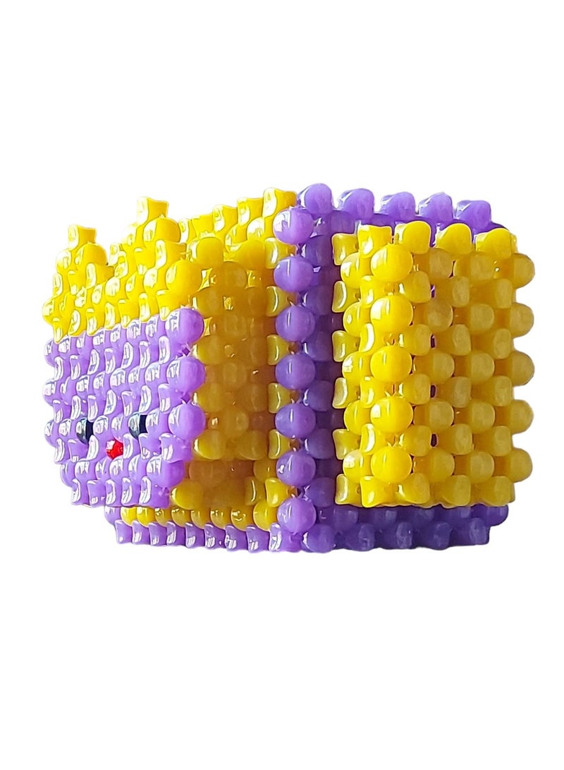 منظم مصنوع يدويا للمكياج او الاقلام او اجهزة التحكم - من خرز بنفسجي واصفر - Image 5