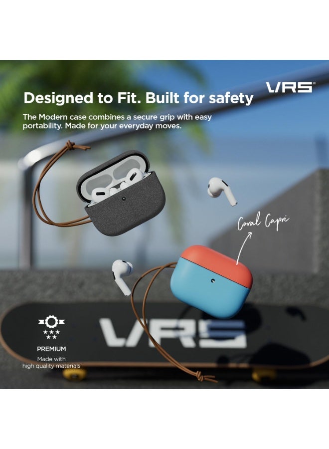 VRS Design Modern for AirPods Pro 3 Case (3rd Generation) Shockproof Protective cover with Leather Strap (2025) - Navy - Image 3