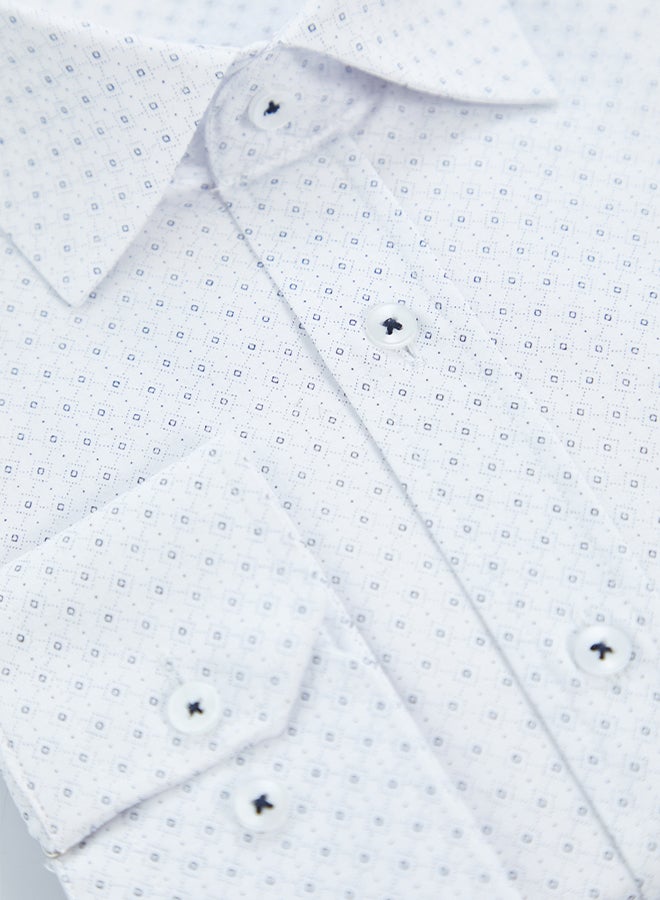 trendyol White Slim Fit Patterned Men's Classic Smart Shirt - Image 2