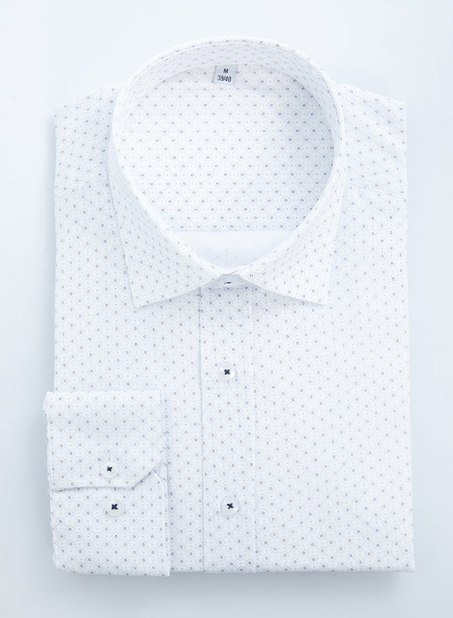 trendyol White Slim Fit Patterned Men's Classic Smart Shirt - Image 1