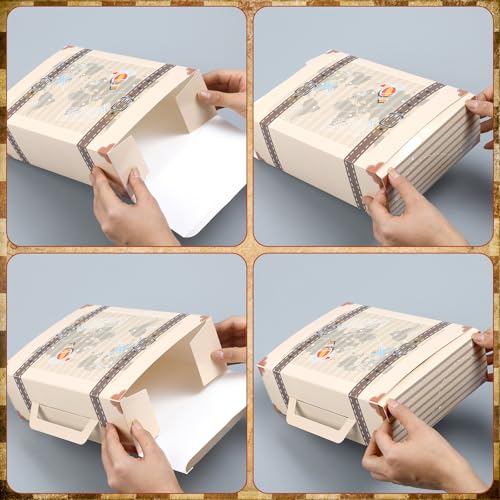 Weekgrat 6 Pcs Large Vintage Travel Suitcase Box Travel Party Decorations Paperboard Suitcases Gift Box Decorative Set of 3 Small Stackable Storage Chests Decor for Themed Party Favors(Journey,Beige) - Image 3