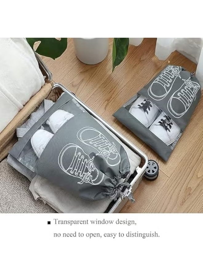 Shoe Storage Bags, 10 Pack , Dustproof Drawstring Shoe Bags with Clear Opening, Portable Waterproof Packing Organizers for Daily Use and Travel, grey - Image 2