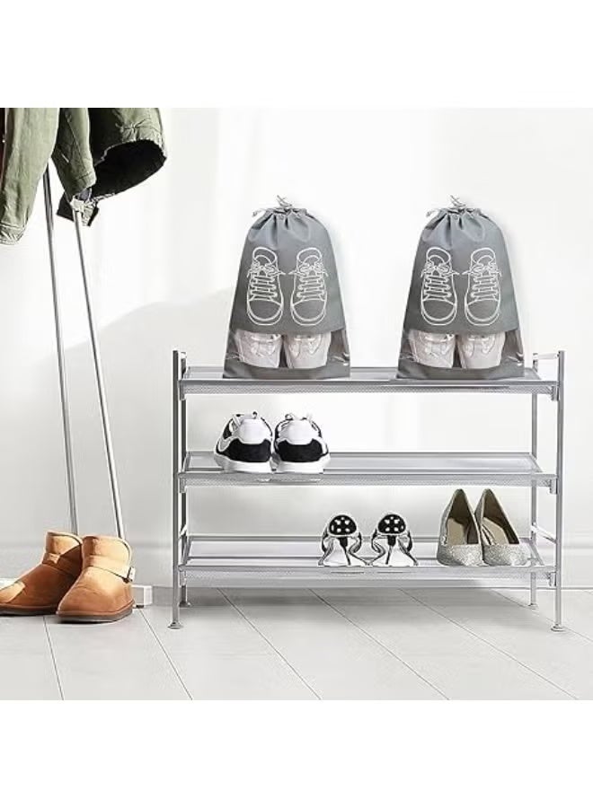 Shoe Storage Bags, 10 Pack , Dustproof Drawstring Shoe Bags with Clear Opening, Portable Waterproof Packing Organizers for Daily Use and Travel, grey - Image 4