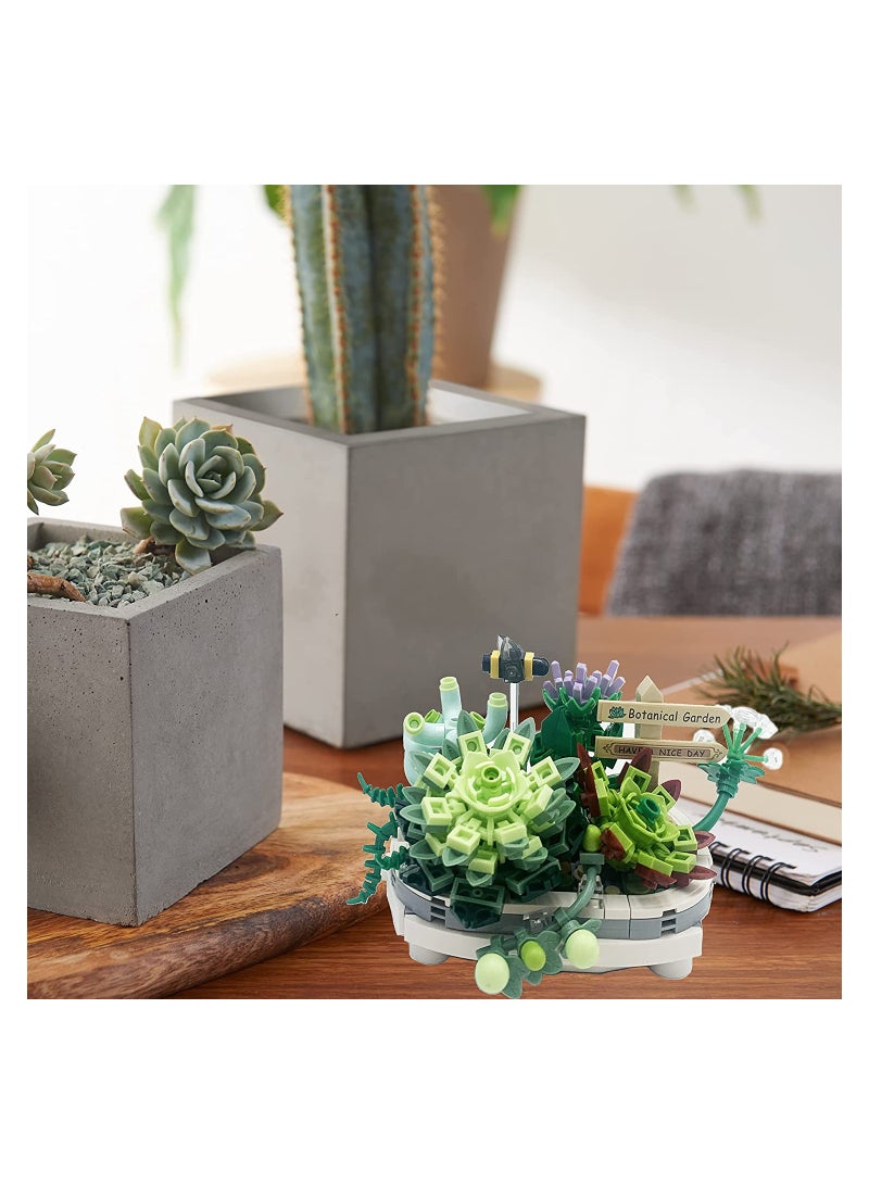 Creative Mini Bricks Bonsai Model Set - DIY Succulent Plant Building Blocks Toy, Botanical Collection (Not Compatible with Lego) - Image 4