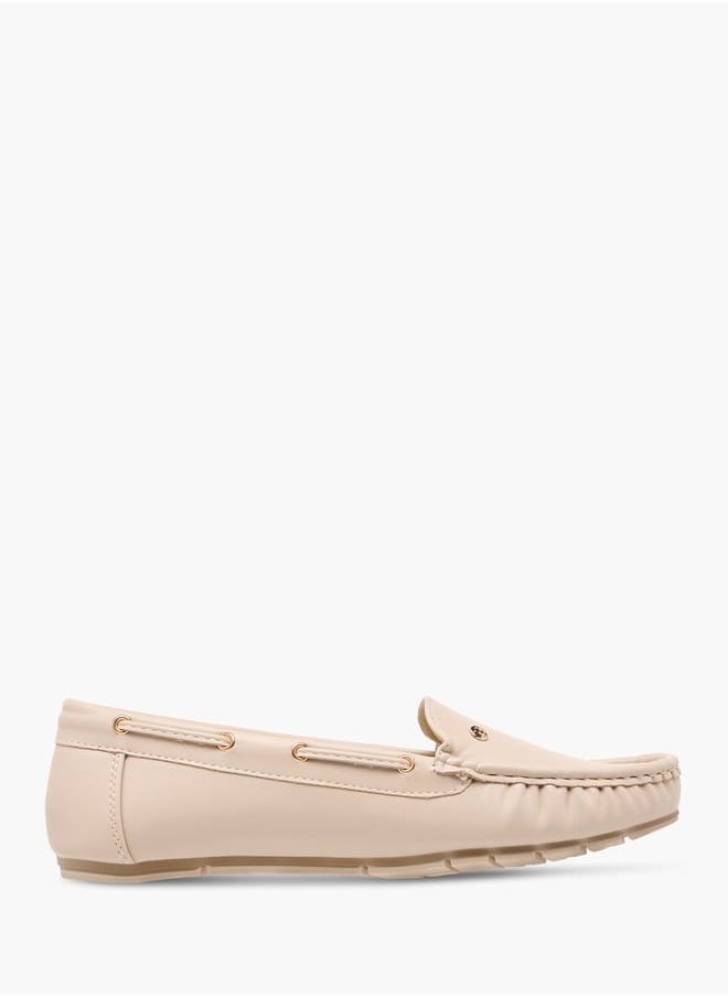 Flora Bella By Shoexpress Women Solid Loafers with Lace Inserts  - Image 2