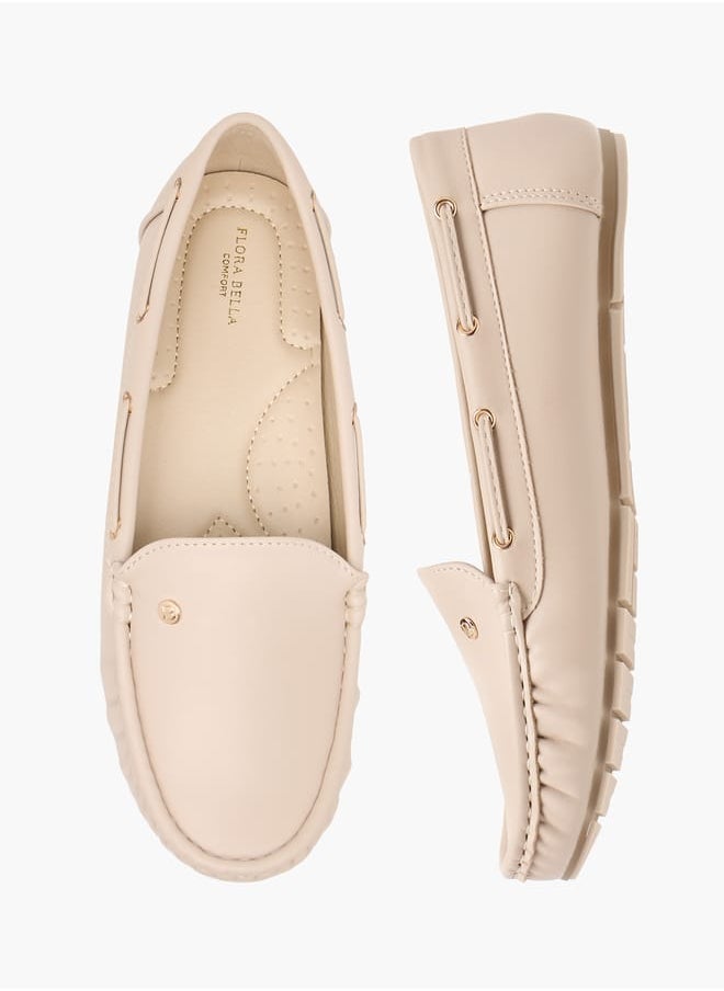 Flora Bella By Shoexpress Women Solid Loafers with Lace Inserts  - Image 1