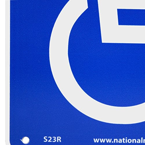 NMC S23R Office Sign, Handicapped Graphic, 7" Length x 7" Height, Rigid Plastic, White on Blue - Image 2