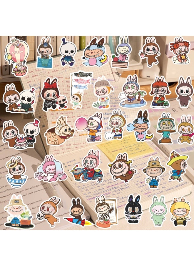 NIBEMINENT 100 Pcs Cartoon Labubu Deco Kit Waterproof Stickers, High Definition Printing Bright Colors, Suitable for Laptop Skateboard Luggage Water Bottle Guitar DIY  - Image 2