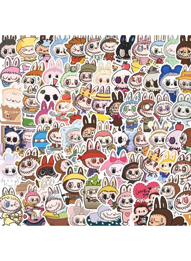 NIBEMINENT 100 Pcs Cartoon Labubu Deco Kit Waterproof Stickers, High Definition Printing Bright Colors, Suitable for Laptop Skateboard Luggage Water Bottle Guitar DIY  - Image 1