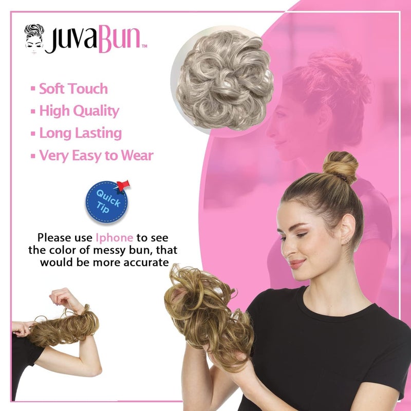 Juvabun Hair Extensions Silver Gray â€“ Soft Curly Hair Extensions Clip-In for Natural Volume & Quick Updo Styling Hair Bun Maker - Image 5