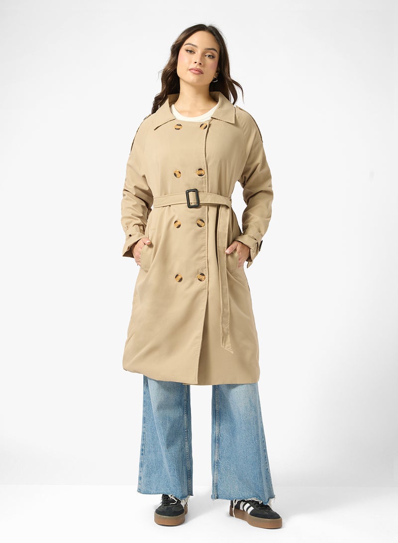 جينجر معطف ترنش منسوج كبير الحجم - Image 1