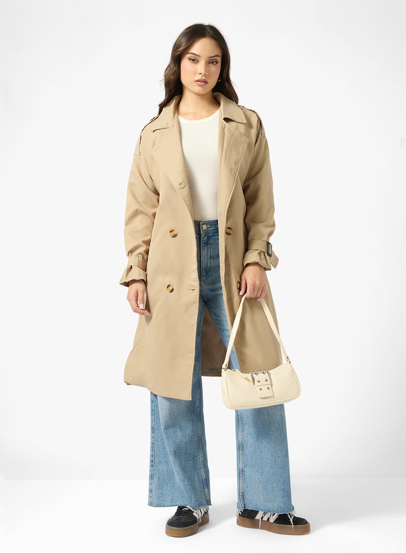 جينجر معطف ترنش منسوج كبير الحجم - Image 4