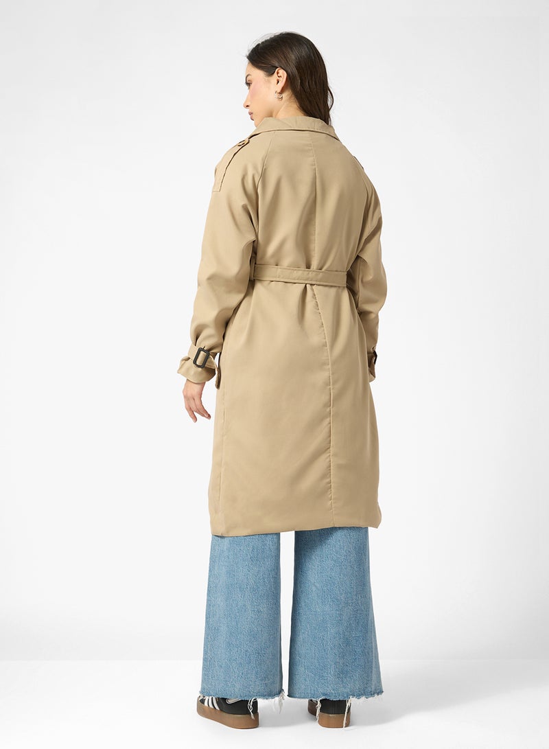 جينجر معطف ترنش منسوج كبير الحجم - Image 2