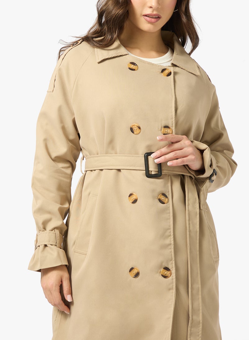 جينجر معطف ترنش منسوج كبير الحجم - Image 3