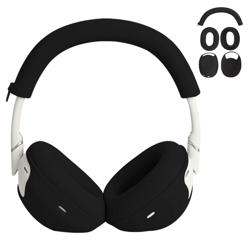 Adhiper 3-in-1 Silicone Sweat Case Cover for Sony WH-1000XM6 Headphones, XM6 Covers Accessories Silicone Ear Pads Covers & Headband Cover & Ear Cups Protector, Washable & Sweatproof - Black - Image 1