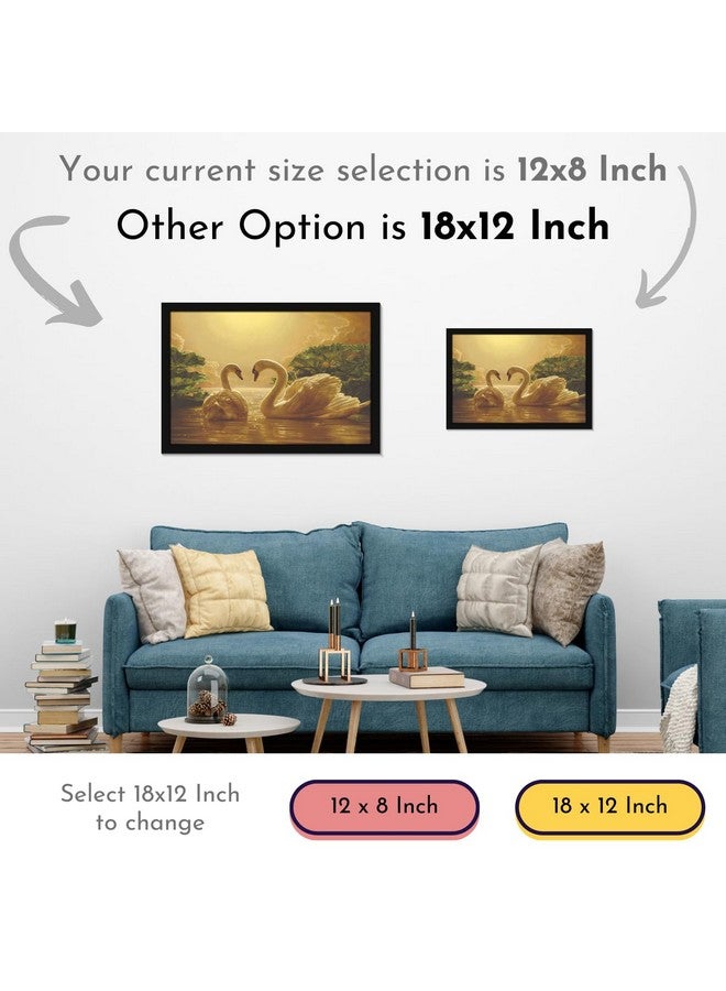 Mad Masters 2 White Swan Bird Duck Love Painting Hanging Photo Frame Decorative Item for Living Room, Bedroom, Home Decor and Wall Decoration (MM 10089, 8x12 Inch, Paper, Without Plexi Glass) - Image 4