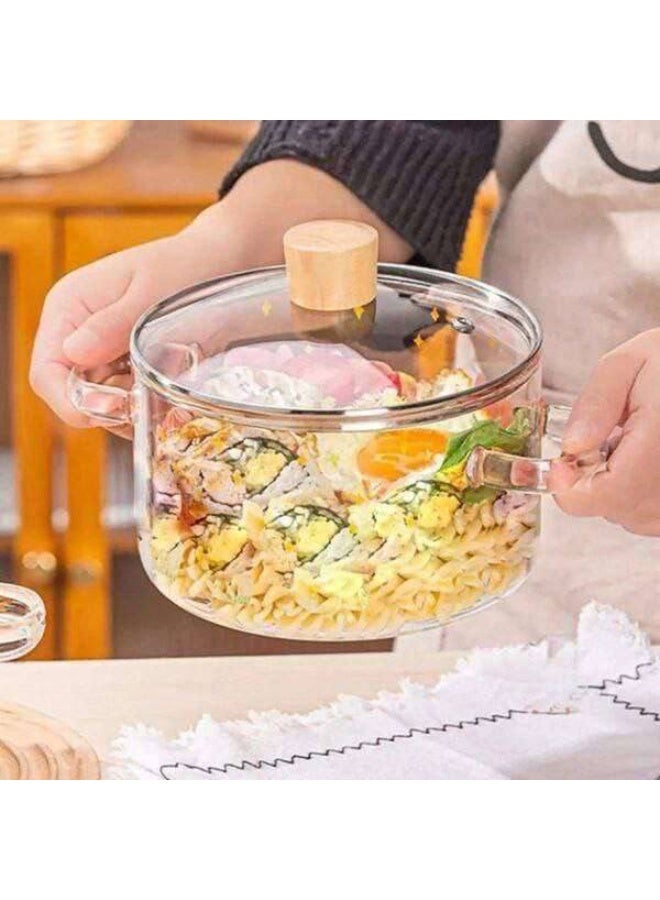 ناما حله زجاجي بايركس ، قدر طهي زجاجي شفاف، قدر زجاجي مع غطاء، قدر  مقاوم للحرارة - Image 2