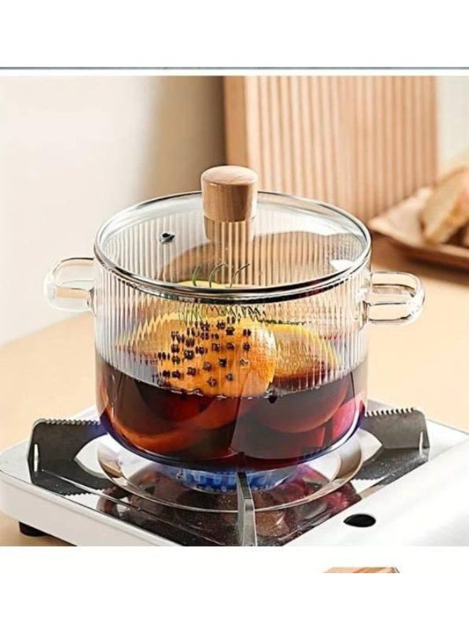 ناما حله زجاجي بايركس ، قدر طهي زجاجي شفاف، قدر زجاجي مع غطاء، قدر  مقاوم للحرارة - Image 4