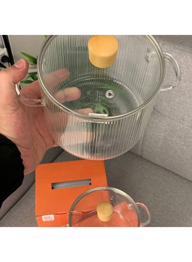 ناما حله زجاجي بايركس ، قدر طهي زجاجي شفاف، قدر زجاجي مع غطاء، قدر  مقاوم للحرارة - Image 5