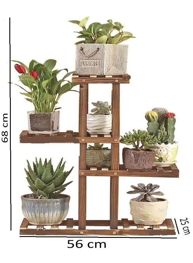 سي آند سي هوم 5-الطبقة متعددة الأغراض العمودي زهرة النباتات الرف عرض الجرف المنظم حامل ديكور المنزل عرض موقف للداخلية في الهواء الطلق حديقة ساحة الفناء مكتب غرفة المعيشة شرفة 56x25x68 سم - Image 2