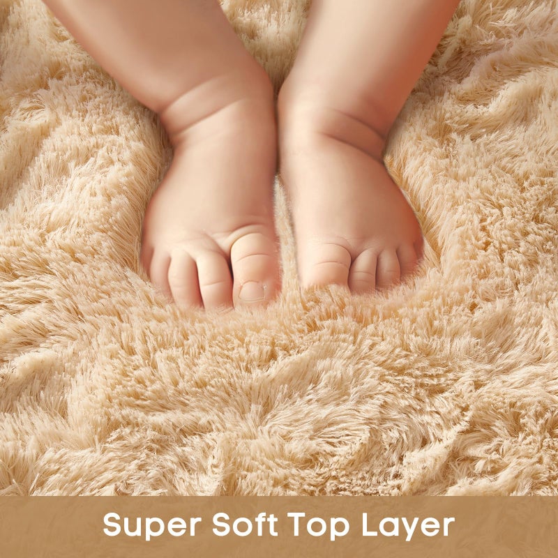 Ophanie Beige Rugs for Bedroom Living Room, Fluffy Fuzzy Furry Carpet, Plush Soft Shaggy Bedside Indoor Floor 4x6 Area Rug for Kids Girls Boys Baby Teen Dorm Nursery Home Decor Aesthetic - Image 2