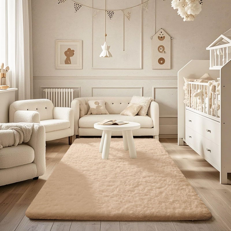 Ophanie Beige Rugs for Bedroom Living Room, Fluffy Fuzzy Furry Carpet, Plush Soft Shaggy Bedside Indoor Floor 4x6 Area Rug for Kids Girls Boys Baby Teen Dorm Nursery Home Decor Aesthetic - Image 5