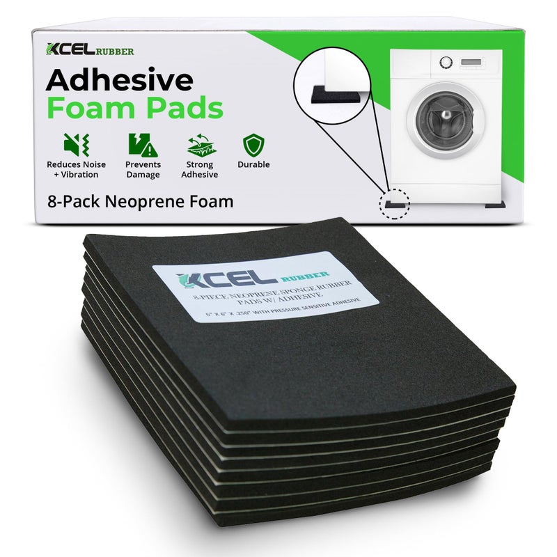 XCEL Neoprene Foam AntiVibration Pads with Adhesive 6 X 6 X 14 8 Pieces
