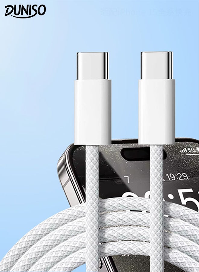 DUNISO 60W USB C Cable Premium Nylon Braided USB C to USB C Charger Cable Fast Charging Durable Cable for iPhone 16 15 Pro Max iPad mini 6 MacBook Pro Air M3 M2 M1 iPad Pro Samsung S24 S23 - Image 1