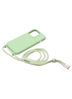 Silicone Back Phone Protection Cover With Fabric Strap And Safety Edges For Iphone 15 Pro - Mint