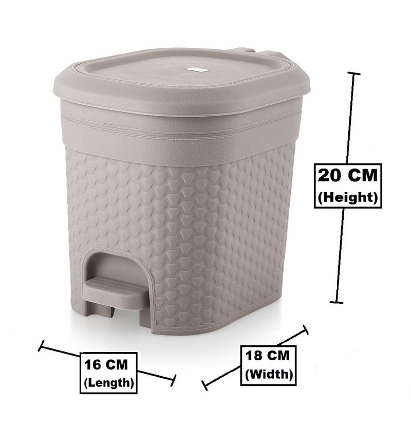 Moltres Plastic - Kleno 5 Ltr. Mini Dustbin - Ideal For Home, Kitchen & Office Manual-Lift - Size (18cmx16cmx20cm), Grey - Image 2