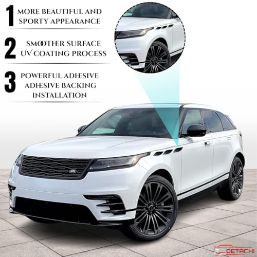 DETACHI Car Fender Trim Decorative Intake Universal Auto Air Flow Bumper Side Vent Decal Scoop Hood Spolier Door Carbon Fiber ABS Exterior Glossy Black for Most Cars (PACK OF 6 Pcs) - Image 2