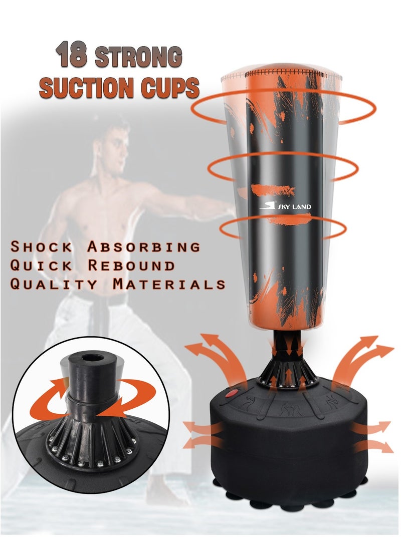 Sky Land Freestanding Punching Bag with Stand | 5.6ft Kickboxing & Boxing Bag for Adults | MMA, Muay Thai, Martial Arts & Fitness Training | 18 Suction Cups for Stability | Home Gym Equipment, EM-1833-O  - Image 2